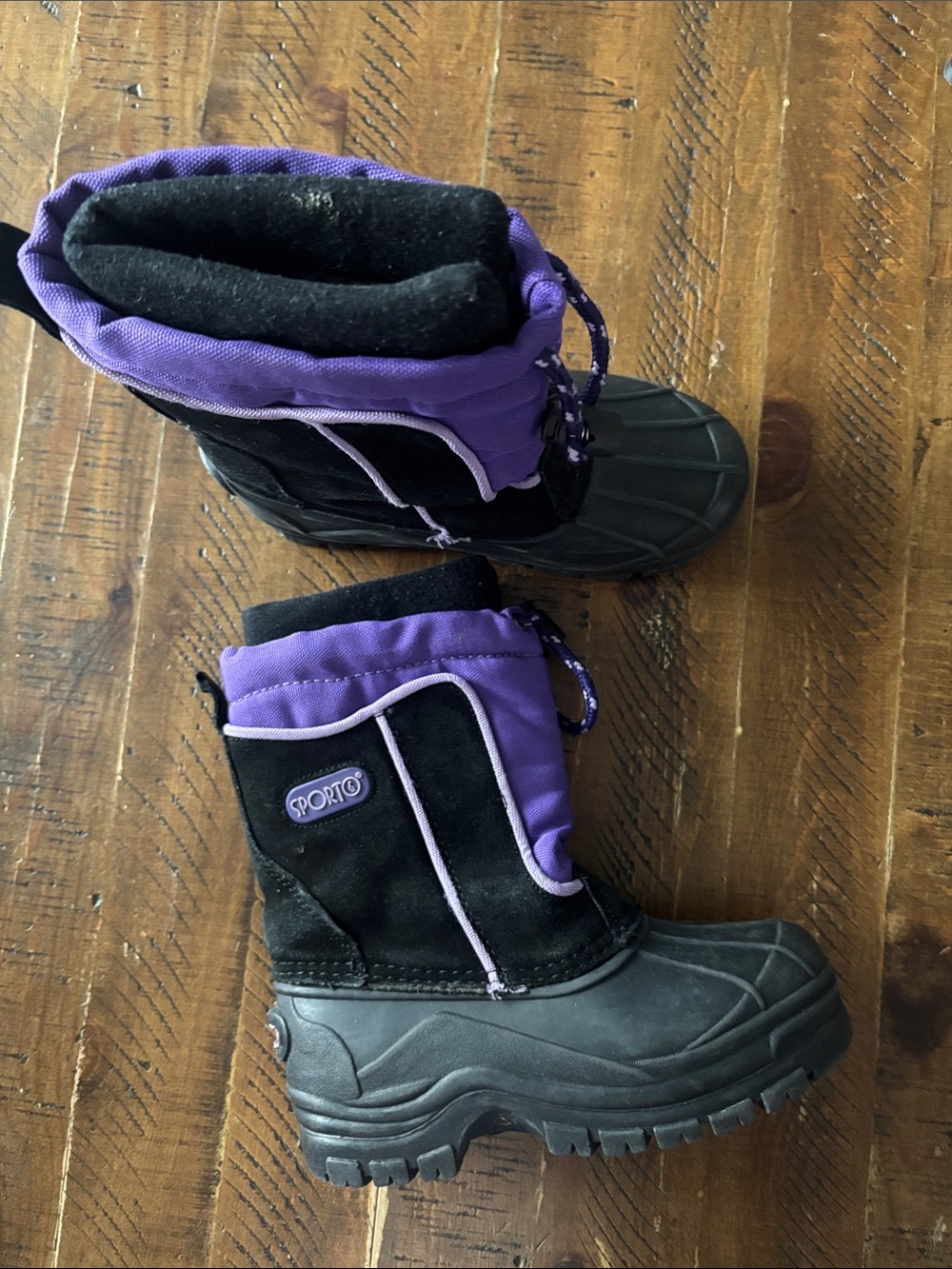 Sporto Kids Toddler Girls Snow Winter Boots Black and Purple Size 12